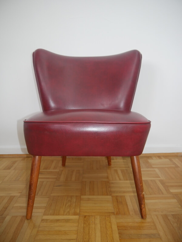 Vintage Sessel mit rotem Lederbezug